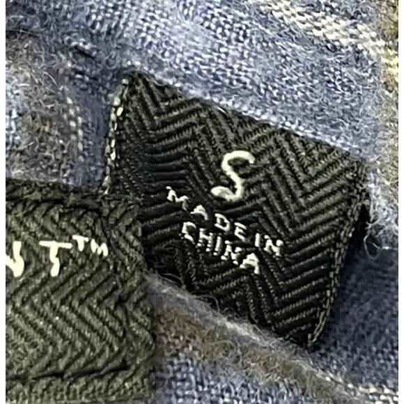 Singer Sargent Linen Shirt Mens Size S Blue Plaid Button Up Long Sleeve Preppy - Picture 5 of 7